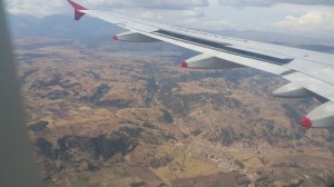 the view from the flight landing in cusco