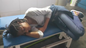 Aasha having the altitude problem a few hours of arrival i cusco...thanks to Sue and Eddy they knew what to give her..cacoa tea...I probably got the spelling wrong.